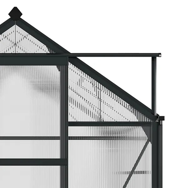 Outsunny 6 ft x 8 ft x 7 ft Polycarbonate Greenhouse, Outdoor Aluminum Walk-in Greenhouse Kit with Vent and Door for Backyard Garden, Gray - product image 9