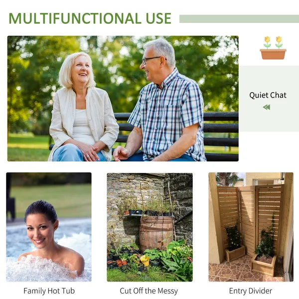 Outsunny 62.5" x 19" x 66" Wood Panel Trellis w/ 4 Planter Box Raised Bed for Garden Natural Wood - product image 7