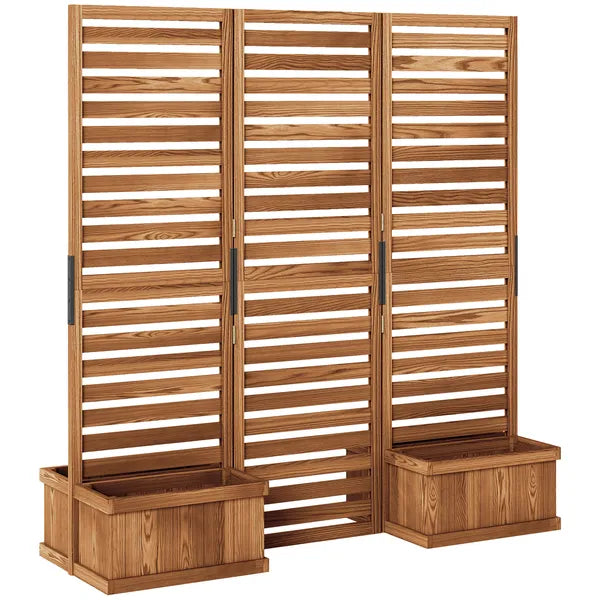 Outsunny 62.5" x 19" x 66" Wood Panel Trellis w/ 4 Planter Box Raised Bed for Garden Natural Wood - product image 11