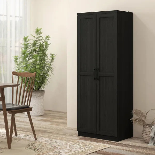 HOMCOM 63" 2-Door Kitchen Pantry, Freestanding Cabinet with 2 Adjustable Shelves for Dining Room, Cinnamon Black Wood Grain - product image 8