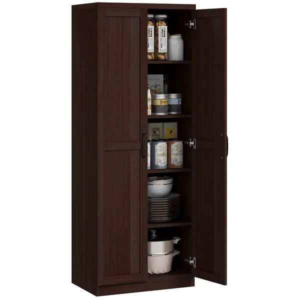 HOMCOM 63" 2-Door Kitchen Pantry, Freestanding Cabinet with 2 Adjustable Shelves for Dining Room, Cinnamon Cherry Wood Grain - product image 11