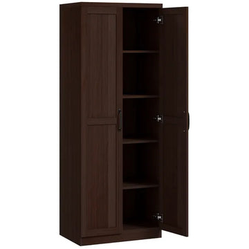 HOMCOM 63" 2-Door Kitchen Pantry, Freestanding Cabinet with 2 Adjustable Shelves for Dining Room, Cinnamon Cherry Wood Grain - product image 1
