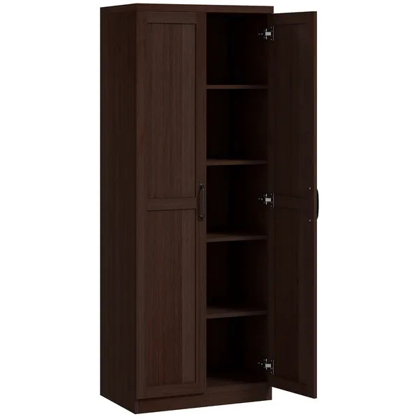 HOMCOM 63" 2-Door Kitchen Pantry, Freestanding Cabinet with 2 Adjustable Shelves for Dining Room, Cinnamon Cherry Wood Grain - product image 1