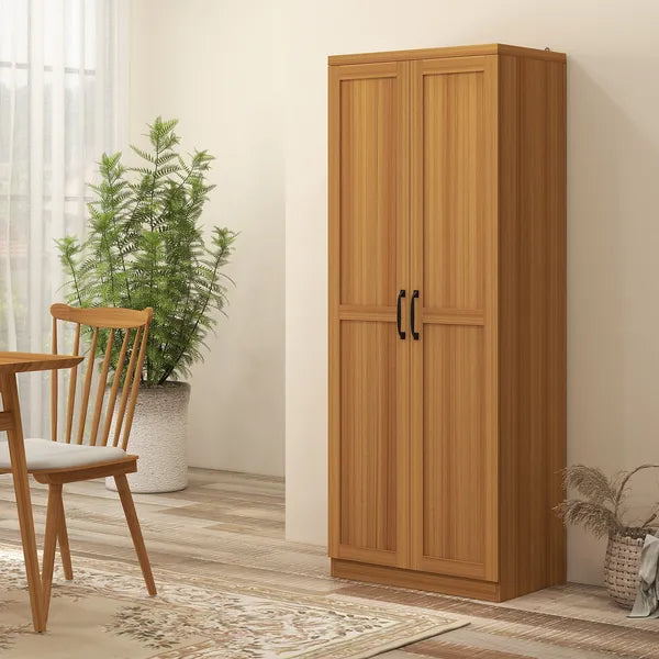 HOMCOM 63" 2-Door Kitchen Pantry, Freestanding Cabinet with 2 Adjustable Shelves for Dining Room, Cinnamon Teak Wood Grain - product image 8