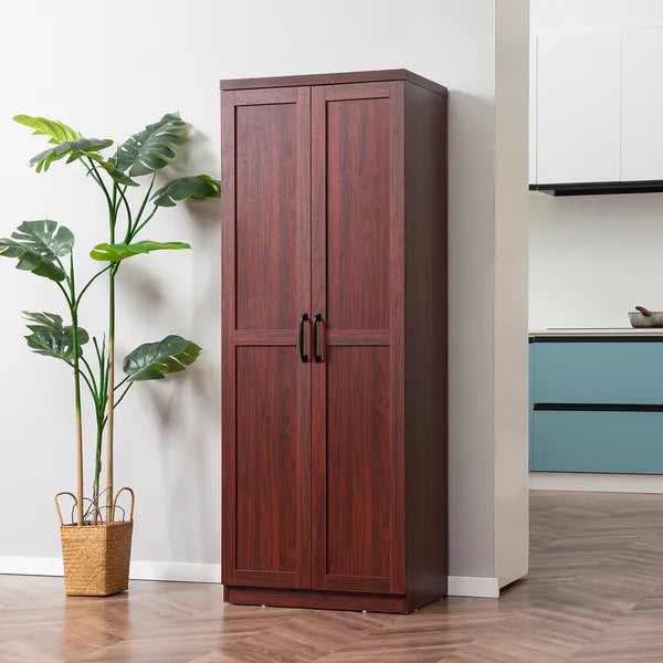HOMCOM 63 Inch 2-Door Pantry Cupboard with 5-Tier Shelving and 2 Adjustable Shelves, Anti-Tipping, Espresso - product image 2