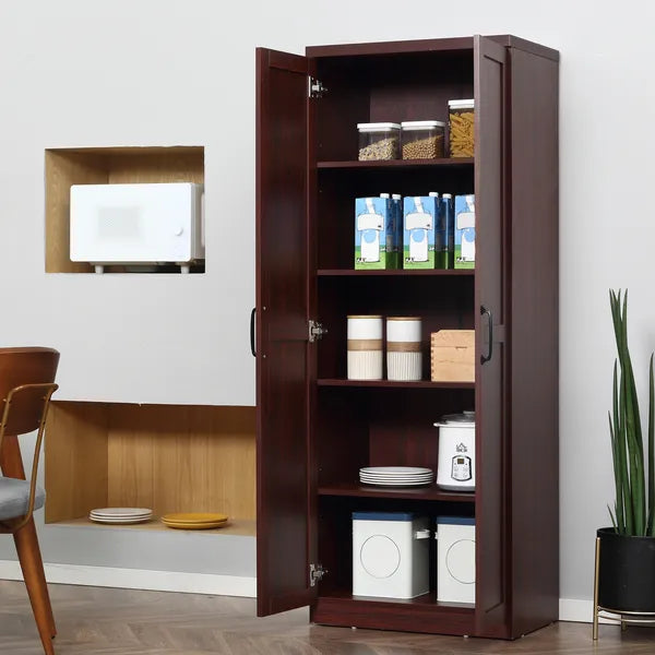 HOMCOM 63 Inch 2-Door Pantry Cupboard with 5-Tier Shelving and 2 Adjustable Shelves, Anti-Tipping, Espresso - product image 11