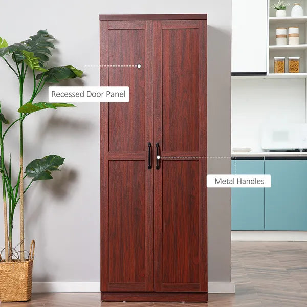 HOMCOM 63 Inch 2-Door Pantry Cupboard with 5-Tier Shelving and 2 Adjustable Shelves, Anti-Tipping, Espresso - product image 7