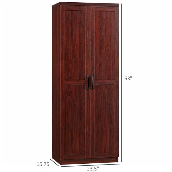 HOMCOM 63 Inch 2-Door Pantry Cupboard with 5-Tier Shelving and 2 Adjustable Shelves, Anti-Tipping, Espresso - product image 3