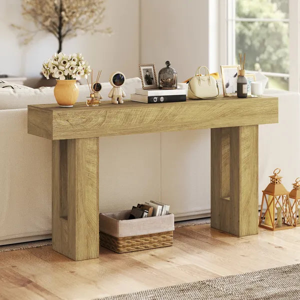 HOMCOM 63 Inch Console Table, Sofa Table Behind the Couch with Thickened Tabletop for Living Room, Hallway, Entrance, Oak - product image 5