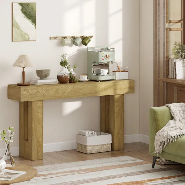 HOMCOM 63 Inch Console Table, Sofa Table Behind the Couch with Thickened Tabletop for Living Room, Hallway, Entrance, Oak - product image 7