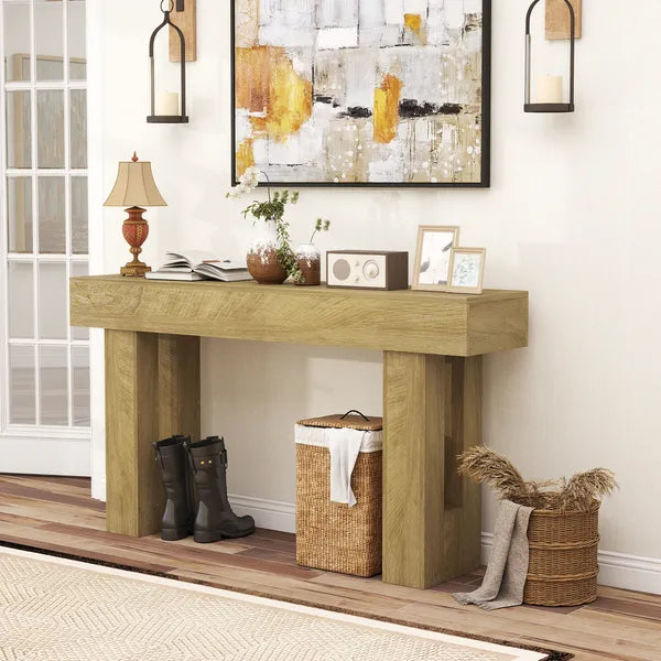 HOMCOM 63 Inch Console Table, Sofa Table Behind the Couch with Thickened Tabletop for Living Room, Hallway, Entrance, Oak - product image 6