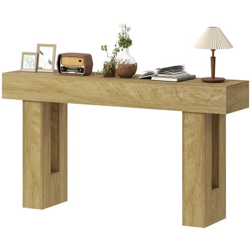 HOMCOM 63 Inch Console Table, Sofa Table Behind the Couch with Thickened Tabletop for Living Room, Hallway, Entrance, Oak - product image 1