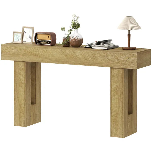 HOMCOM 63 Inch Console Table, Sofa Table Behind the Couch with Thickened Tabletop for Living Room, Hallway, Entrance, Oak - product image 1