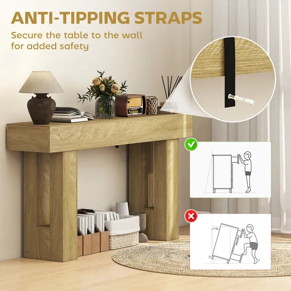 HOMCOM 63 Inch Console Table, Sofa Table Behind the Couch with Thickened Tabletop for Living Room, Hallway, Entrance, Oak - product image 4