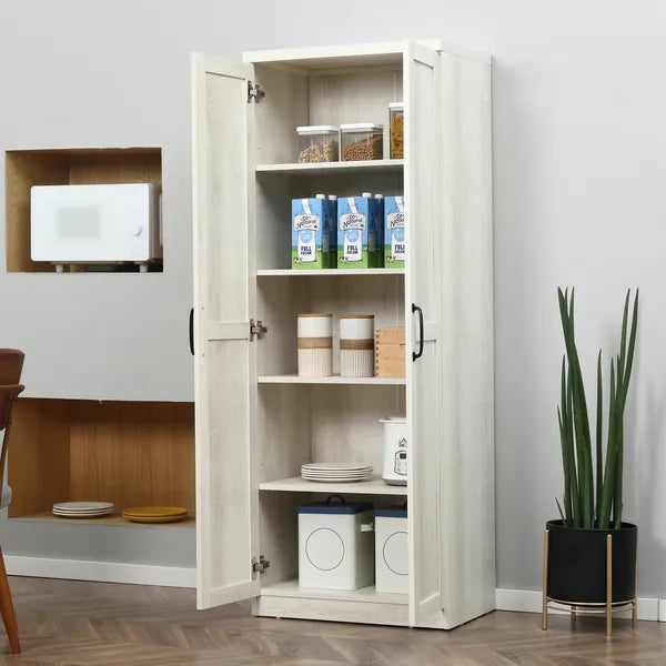 HOMCOM 63 Inch Kitchen Pantry Cabinet Storage with 5-Tier Shelving 2 Adjustable Shelves, Antique White - product image 9