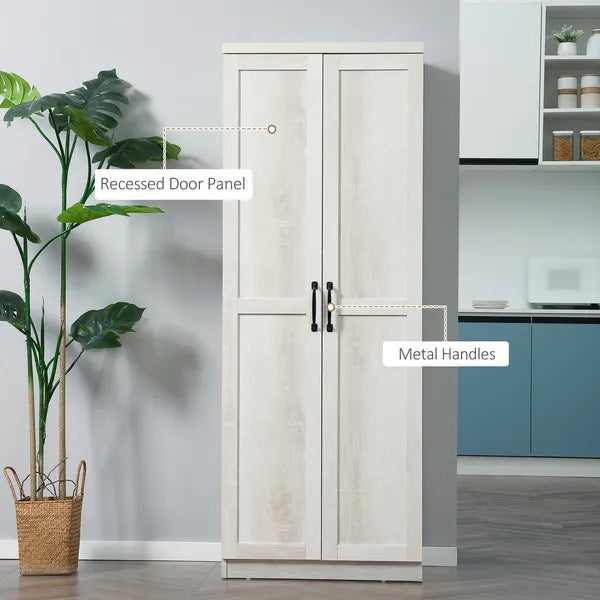 HOMCOM 63 Inch Kitchen Pantry Cabinet Storage with 5-Tier Shelving 2 Adjustable Shelves, Antique White - product image 7