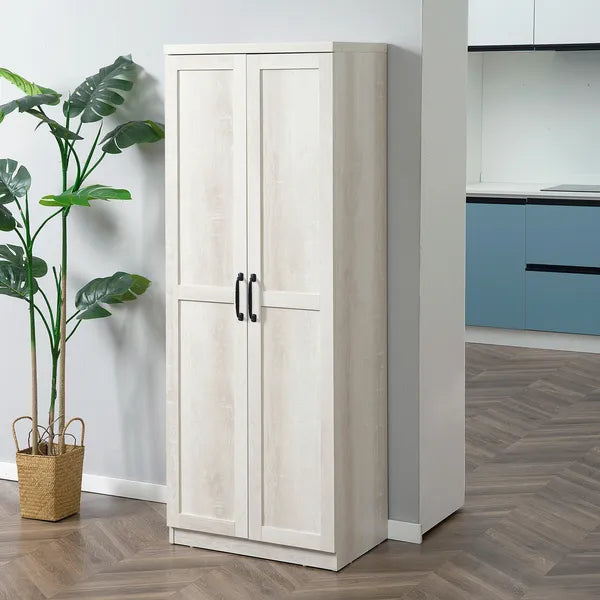 HOMCOM 63 Inch Kitchen Pantry Cabinet Storage with 5-Tier Shelving 2 Adjustable Shelves, Antique White - product image 2