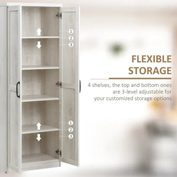 HOMCOM 63 Inch Kitchen Pantry Cabinet Storage with 5-Tier Shelving 2 Adjustable Shelves, Antique White - product image 5