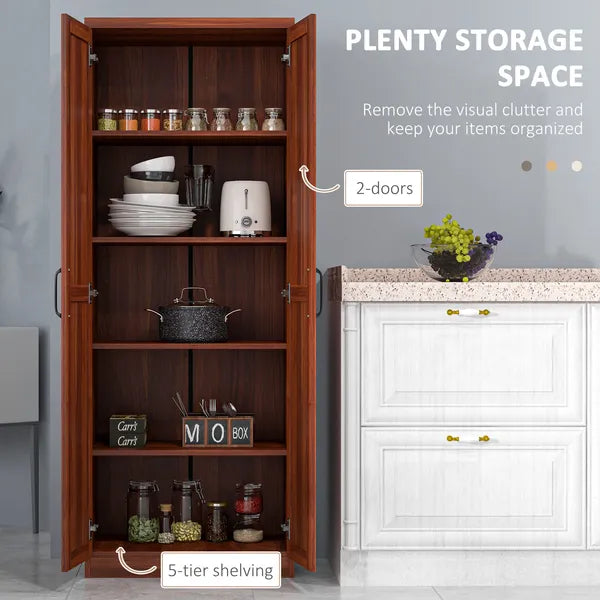 HOMCOM 63 Inch Kitchen Pantry Storage Cabinet with Doors and Shelves, Tall Kitchen Cabinet with 2 Doors and 5-tier Shelving - product image 4