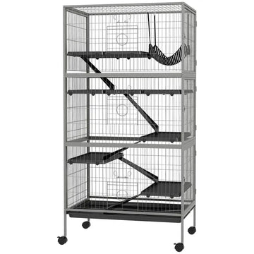 63 Inch Mobile Small Animal Habitat with Hammock, 6 Access Doors and Removable Tray - product image 1
