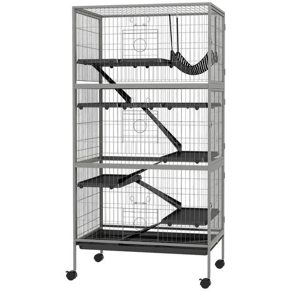 63 Inch Mobile Small Animal Habitat with Hammock, 6 Access Doors and Removable Tray - product image 1