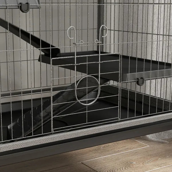 63 Inch Mobile Small Animal Habitat with Hammock, 6 Access Doors and Removable Tray - product image 8