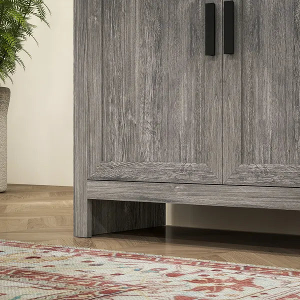 64" 4-Door Kitchen Pantry, Freestanding Storage Cabinet with 3 Adjustable Shelves for Kitchen, Gray Oak - product image 9