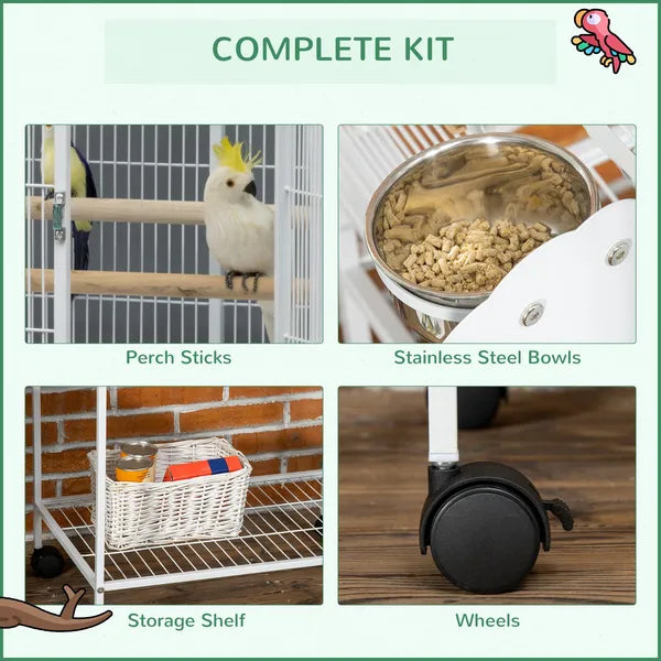 64 Inch Bird Cage for Medium Small Parrots Cockatiel Cages Budgies Lovebirds Parrotlets with Rolling Stand - product image 7