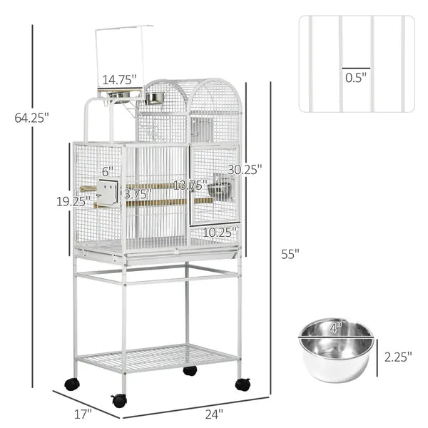 64 Inch Bird Cage for Medium Small Parrots Cockatiel Cages Budgies Lovebirds Parrotlets with Rolling Stand - product image 3