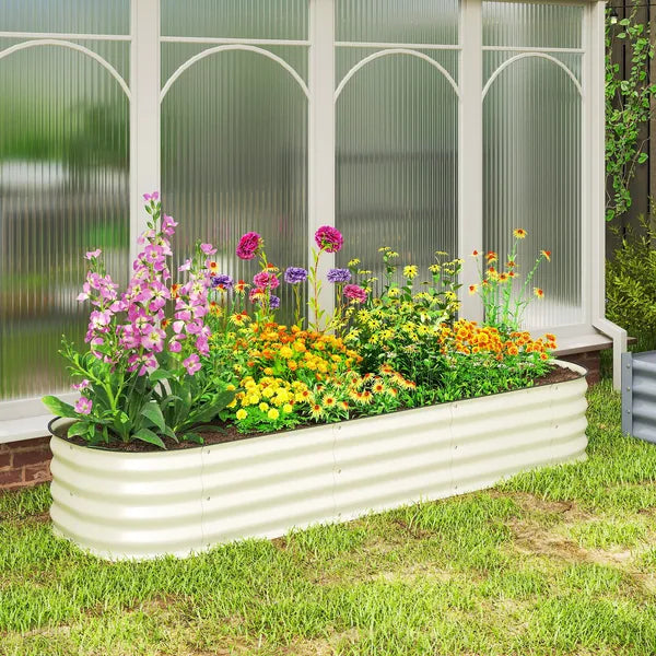 Outsunny 6.4' x 2' x 1' Galvanized Raised Garden Bed Kit, Metal Planter Box with Safety Edging, Cream - product image 10