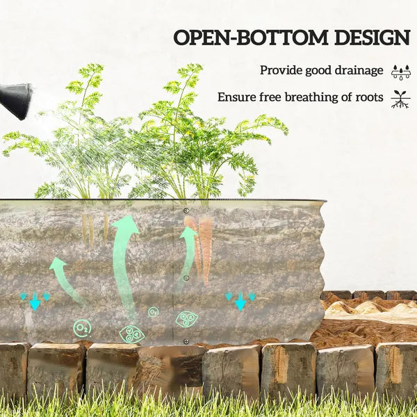 Outsunny 6.4' x 2' x 1' Galvanized Raised Garden Bed Kit, Metal Planter Box with Safety Edging, Cream - product image 5