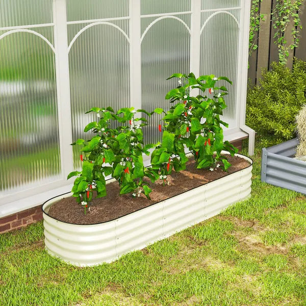 Outsunny 6.4' x 2' x 1' Galvanized Raised Garden Bed Kit, Metal Planter Box with Safety Edging, Cream - product image 9