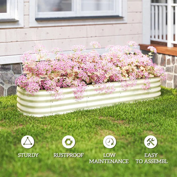 Outsunny 6.4' x 2' x 1' Galvanized Raised Garden Bed Kit, Metal Planter Box with Safety Edging, Cream - product image 7