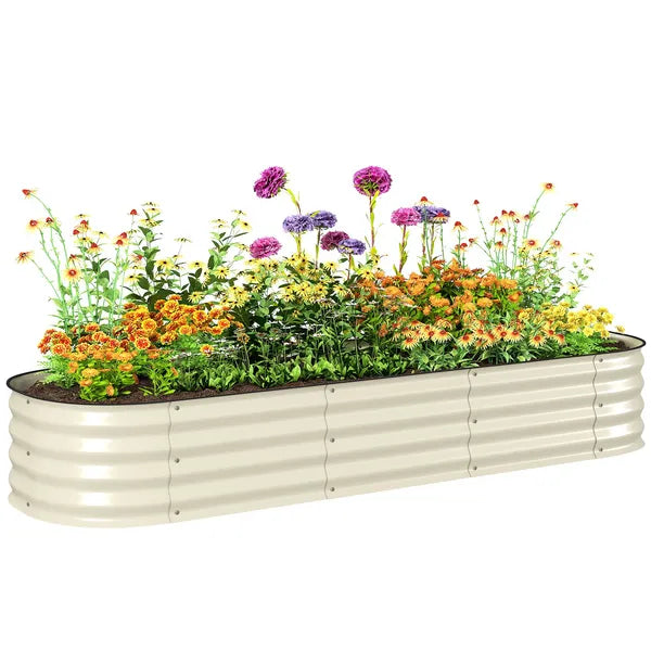 Outsunny 6.4' x 2' x 1' Galvanized Raised Garden Bed Kit, Metal Planter Box with Safety Edging, Cream - product image 11