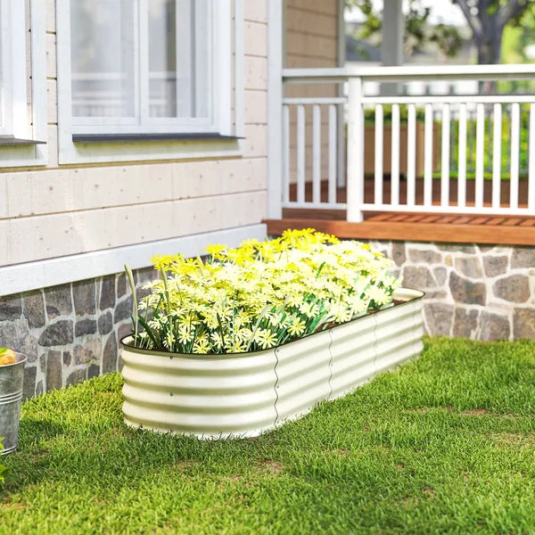 Outsunny 6.4' x 2' x 1' Galvanized Raised Garden Bed Kit, Metal Planter Box with Safety Edging, Cream - product image 8