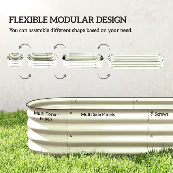 Outsunny 6.4' x 2' x 1' Galvanized Raised Garden Bed Kit, Metal Planter Box with Safety Edging, Cream - product image 4