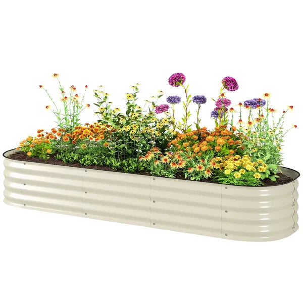 Outsunny 6.4' x 2' x 1' Galvanized Raised Garden Bed Kit, Metal Planter Box with Safety Edging, Cream - product image 1