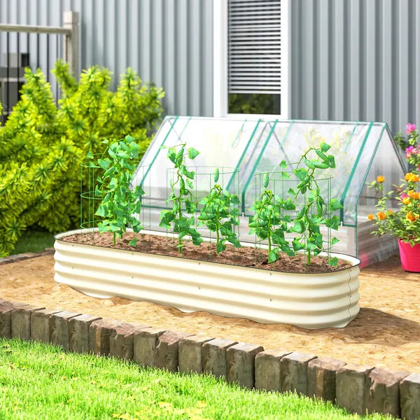 Outsunny 6.4' x 2' x 1' Galvanized Raised Garden Bed Kit, Metal Planter Box with Safety Edging, Cream - product image 2