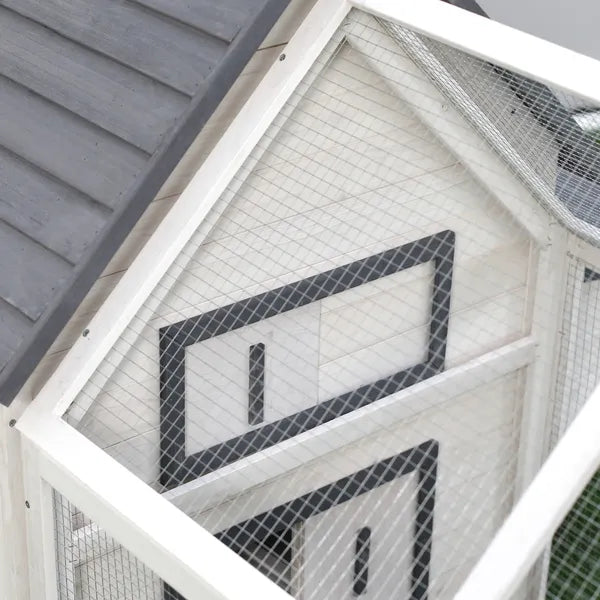 65 Chicken Coop Wooden House Rabbit Hutch Poultry Cage Hen Pen Nesting Box Ramp Run Patio Backyard Garden Gray White - product image 14