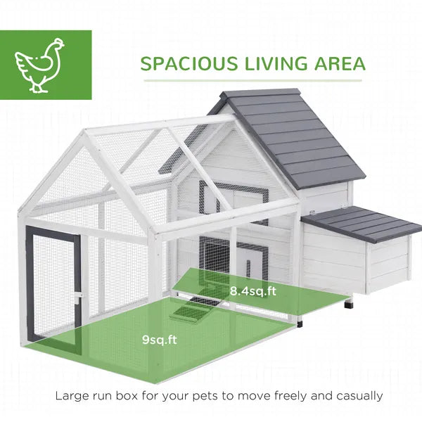 65 Chicken Coop Wooden House Rabbit Hutch Poultry Cage Hen Pen Nesting Box Ramp Run Patio Backyard Garden Gray White - product image 4