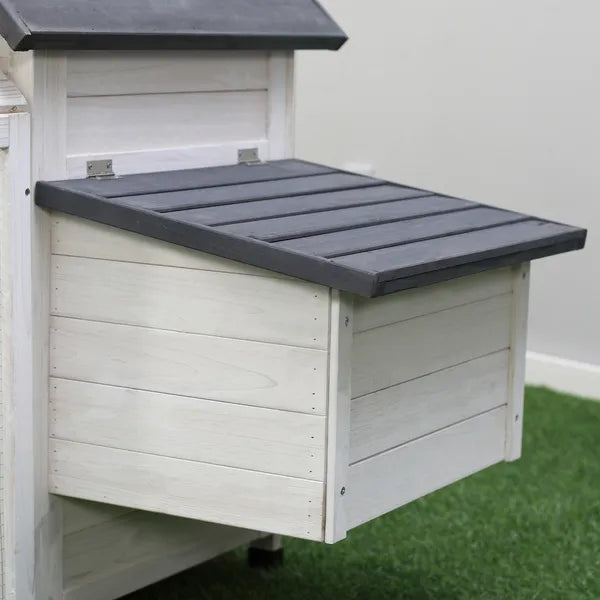 65 Chicken Coop Wooden House Rabbit Hutch Poultry Cage Hen Pen Nesting Box Ramp Run Patio Backyard Garden Gray White - product image 12