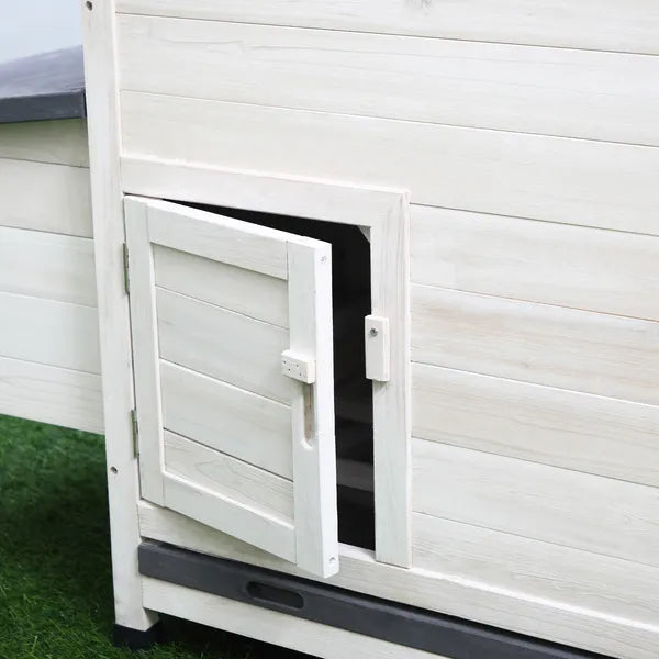 65 Chicken Coop Wooden House Rabbit Hutch Poultry Cage Hen Pen Nesting Box Ramp Run Patio Backyard Garden Gray White - product image 13