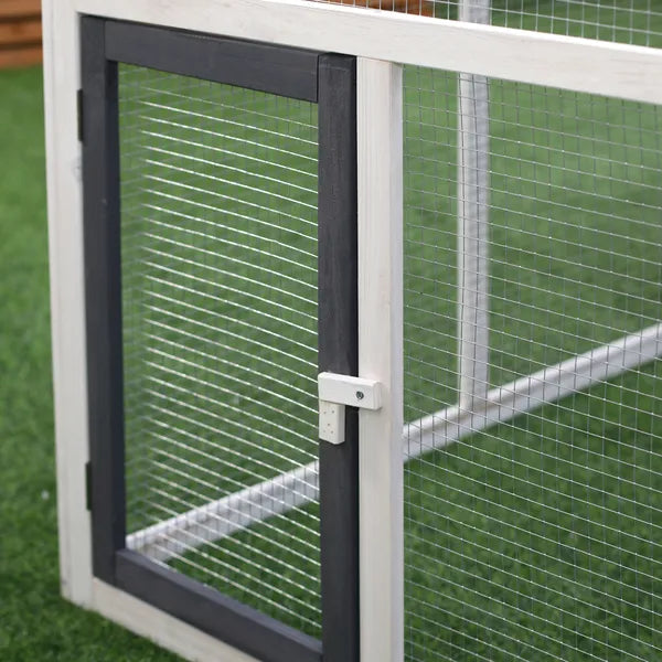 65 Chicken Coop Wooden House Rabbit Hutch Poultry Cage Hen Pen Nesting Box Ramp Run Patio Backyard Garden Gray White - product image 11