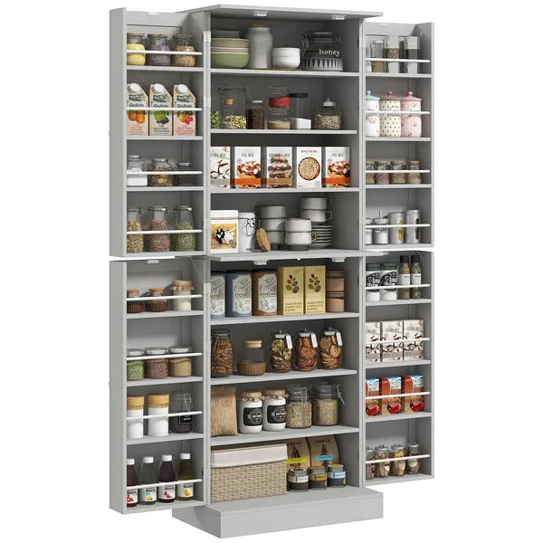 HOMCOM 65" Kitchen Cabinet, Kitchen Pantry Cabinet with 4 Doors and 16 Door Shelves for Dining Room, Gray - product image 11