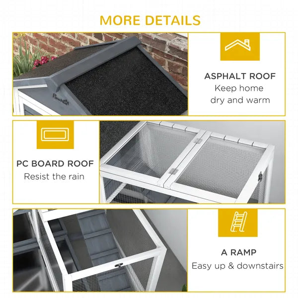 65 Inch Wooden Rabbit Hutch with Playpen, Openable Roof and Storage, Gray - product image 7