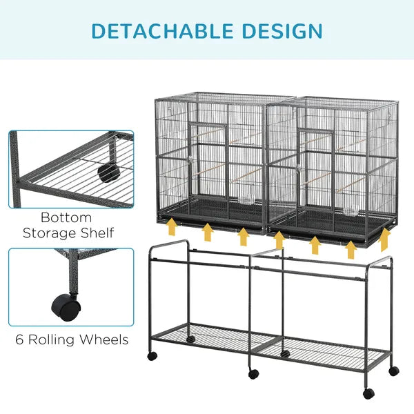 PawHut 65"L Large Rolling Metal Bird Cage Bird House with Detachable Rolling Stand - product image 6
