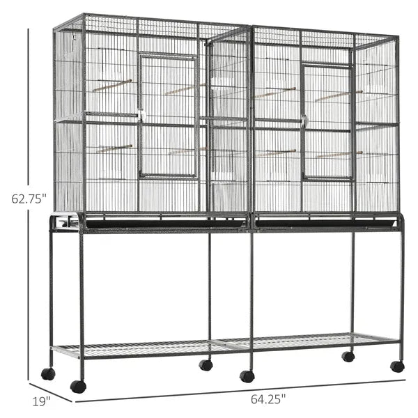 PawHut 65"L Large Rolling Metal Bird Cage Bird House with Detachable Rolling Stand - product image 3