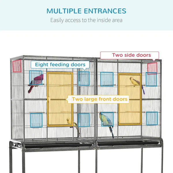 PawHut 65"L Large Rolling Metal Bird Cage Bird House with Detachable Rolling Stand - product image 5