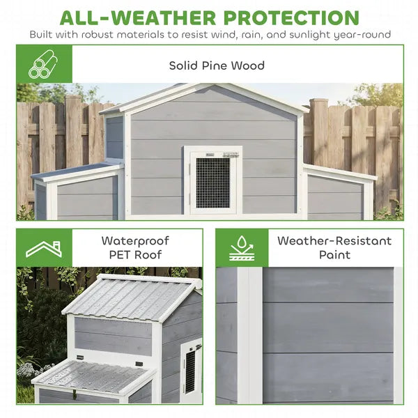 66.5" Large Chicken Coop, Wooden Chicken House with 2 Nesting Boxes, Sliding Tray and Ramp, for Backyard Farm - product image 6