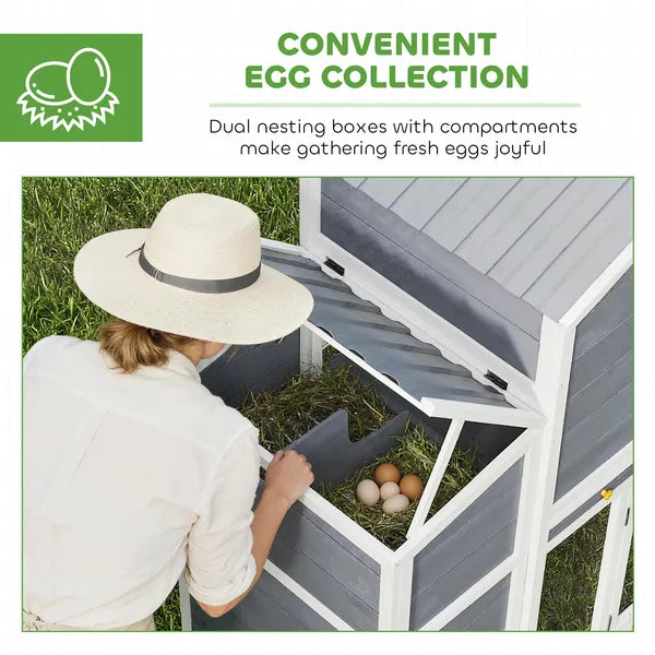 66.5" Large Chicken Coop, Wooden Chicken House with 2 Nesting Boxes, Sliding Tray and Ramp, for Backyard Farm - product image 5